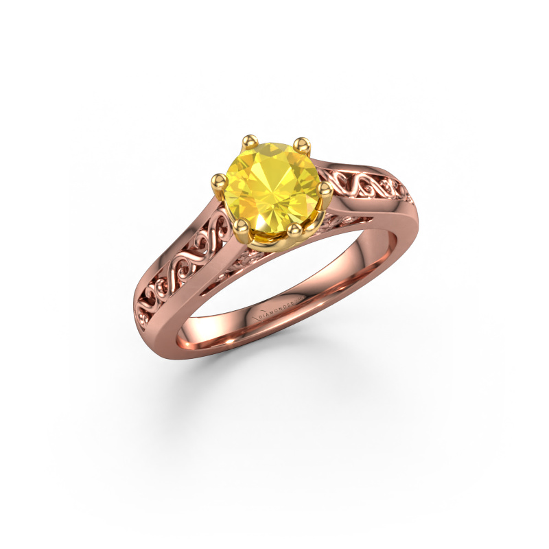 Bild von Verlobungsring Shan 585 Roségold Gelb Saphir 6 mm