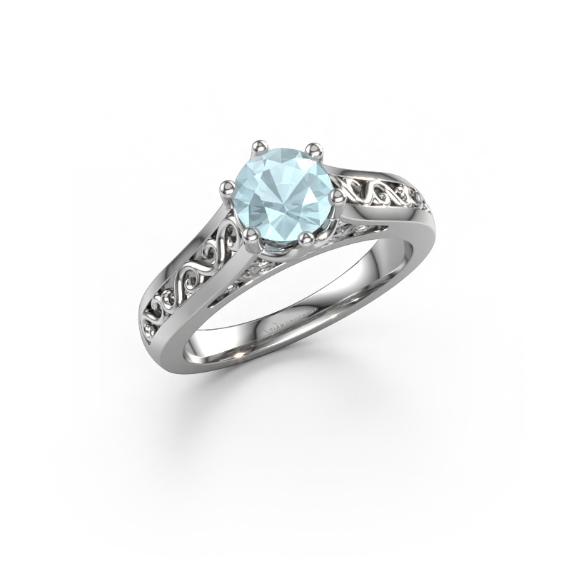 Image of Engagement ring Shan 950 platinum Aquamarine 6 mm