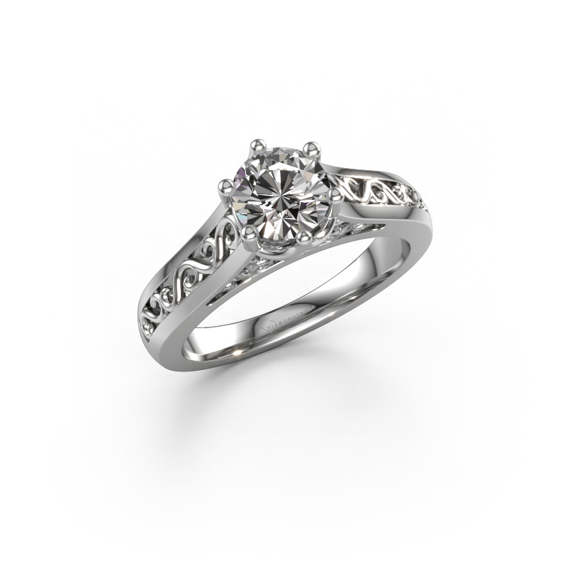 Image of Engagement ring Shan 950 platinum Zirconia 6 mm