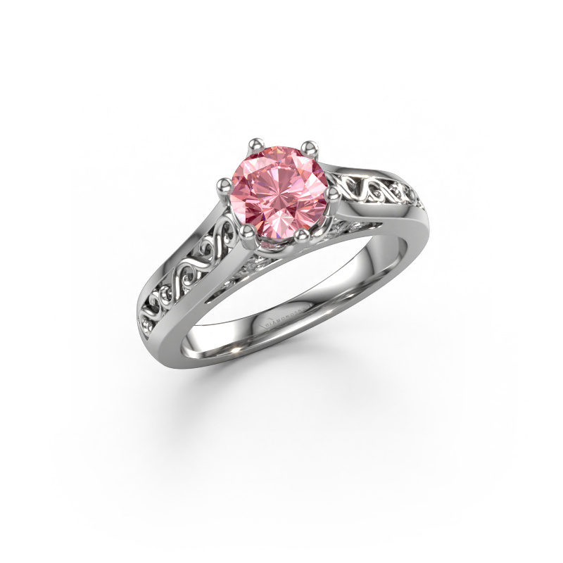Image of Engagement ring Shan 950 platinum Pink lab grown diamond 6 mm