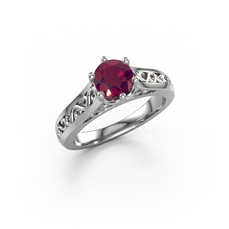 Image of Engagement ring Shan 950 platinum Rhodolite 6 mm