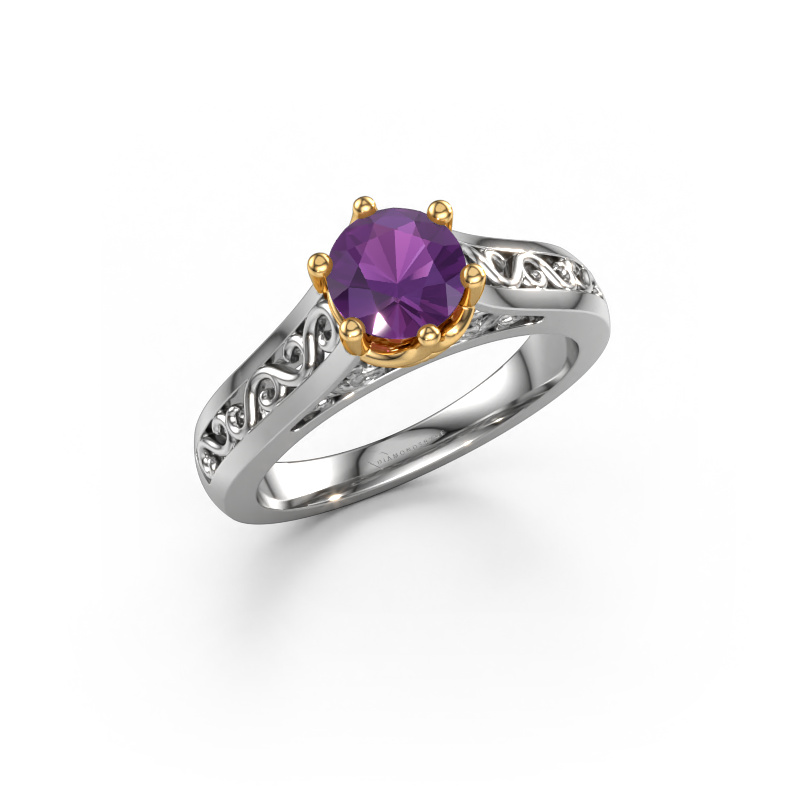 Bild von Verlobungsring Shan 585 Weißgold Amethyst 6 mm