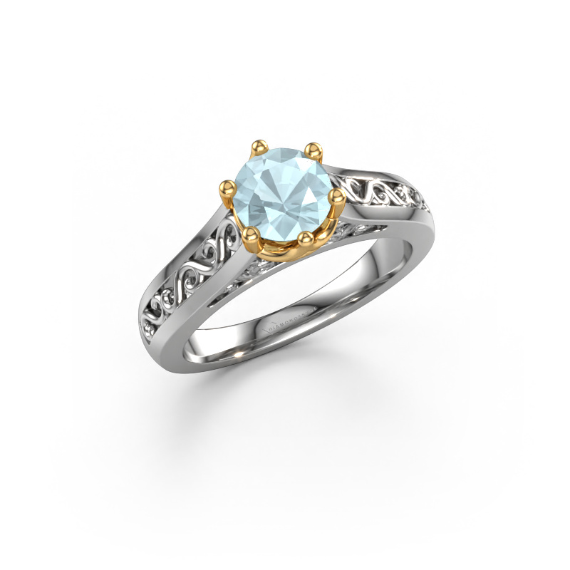 Image of Engagement ring Shan 585 white gold Aquamarine 6 mm