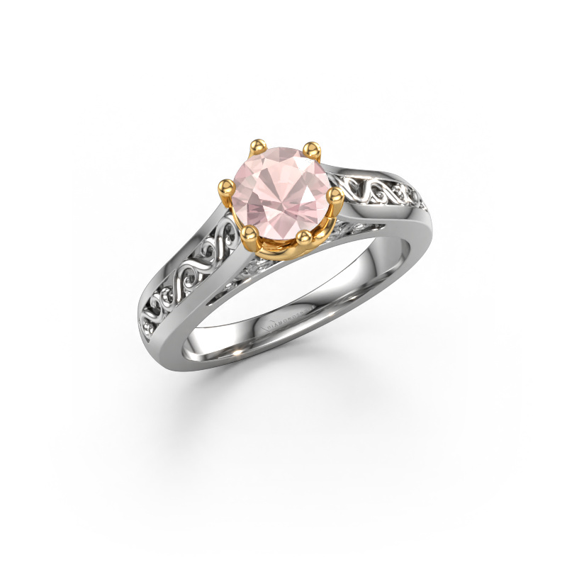 Image of Engagement ring Shan 585 white gold Morganite champagne 6 mm