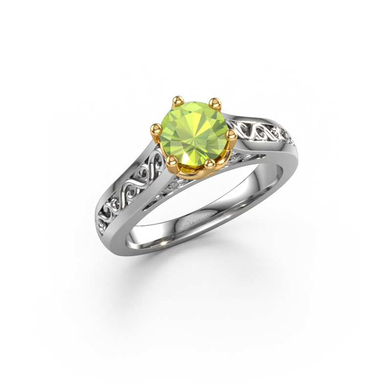 Bild von Verlobungsring Shan 585 Weißgold Peridot 6 mm
