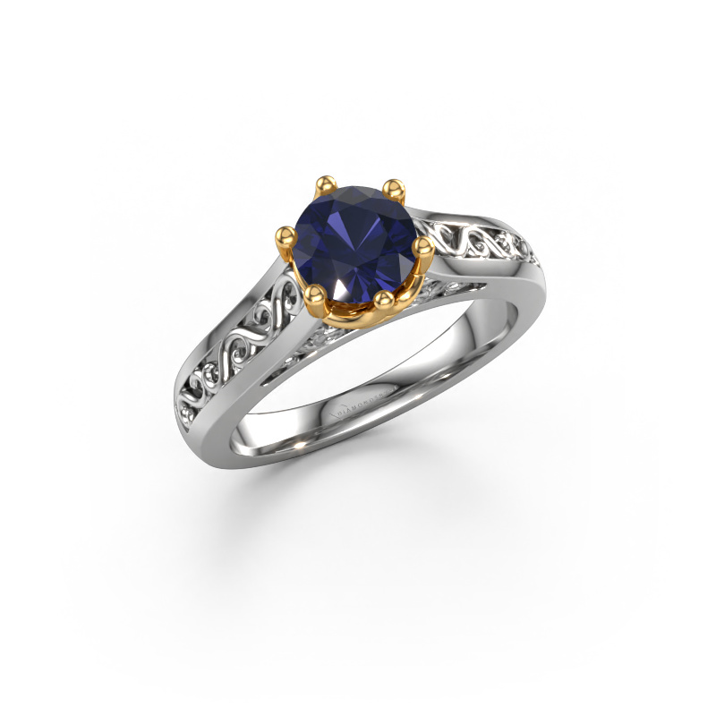 Bild von Verlobungsring Shan 585 Weißgold Saphir 6 mm