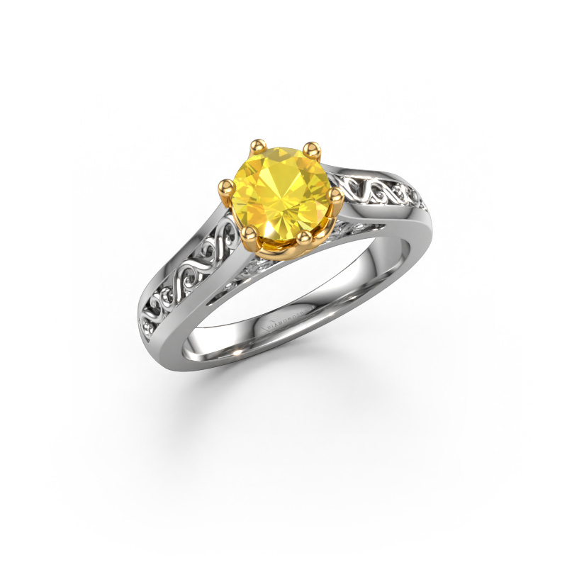 Image of Engagement ring Shan 585 white gold Yellow sapphire 6 mm