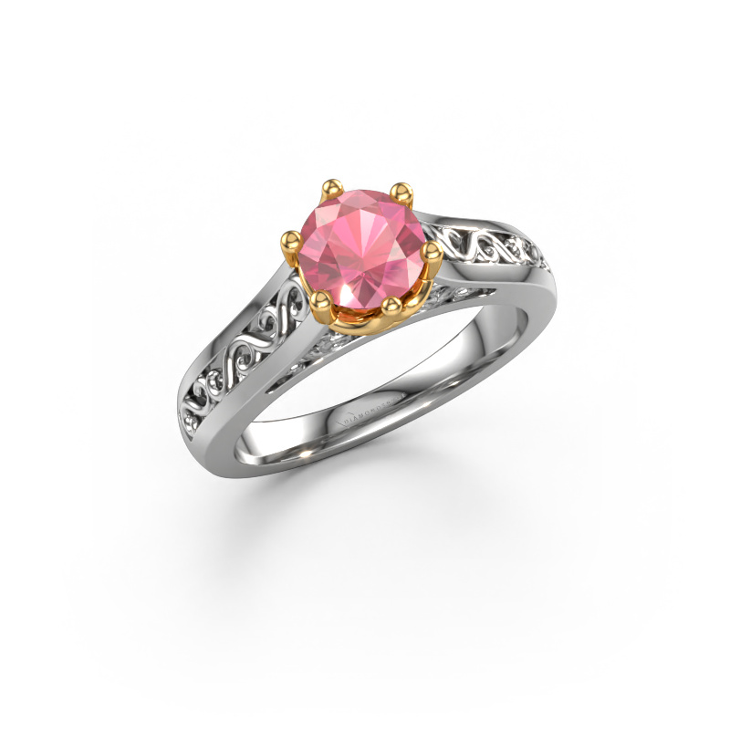 Bild von Verlobungsring Shan 585 Weißgold Turmalin rosa 6 mm