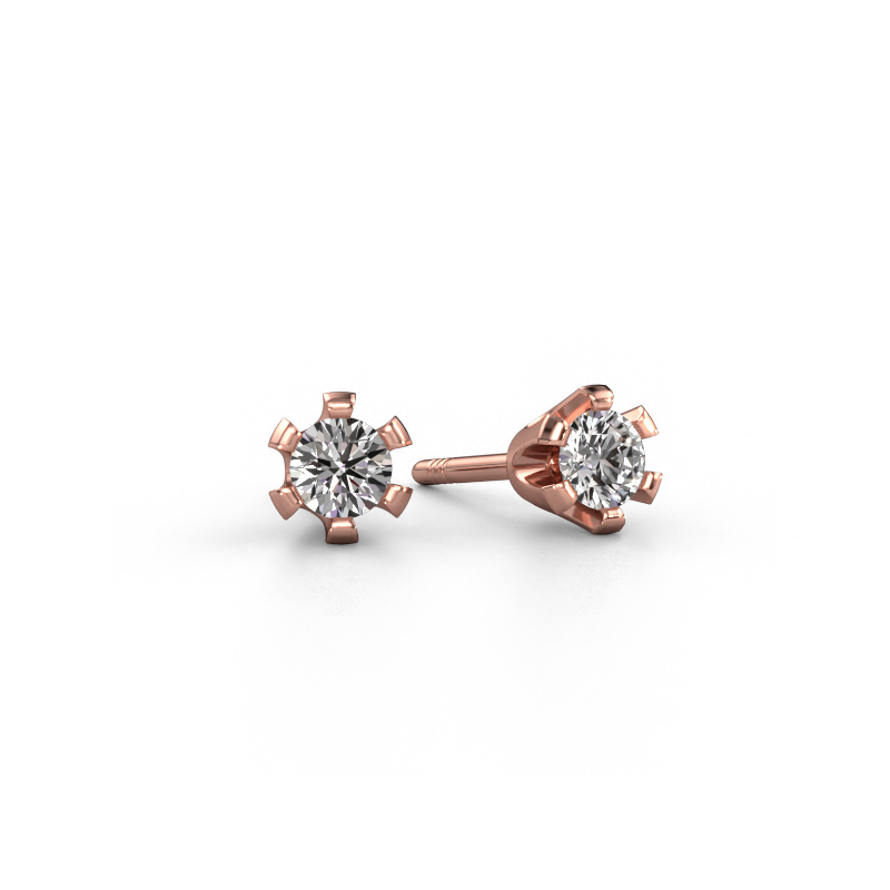 Image of Stud earrings Shana 585 rose gold Diamond 0.40 crt