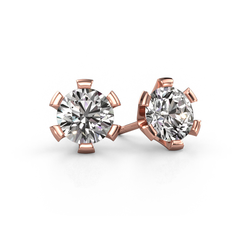 Image of Stud earrings Shana 585 rose gold Diamond 2.00 crt