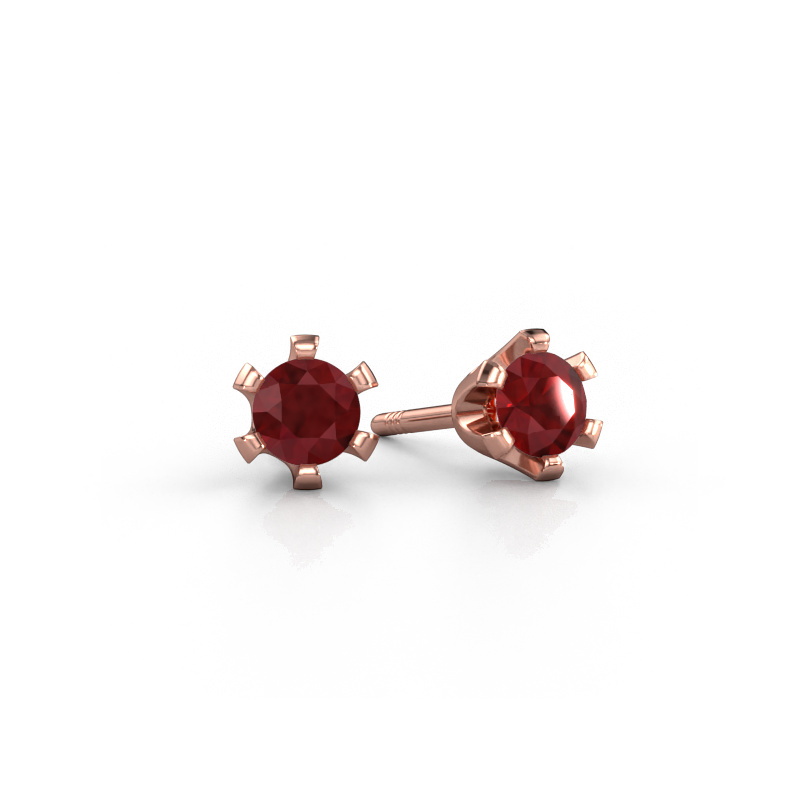 Image of Stud earrings Shana 585 rose gold Ruby 4 mm