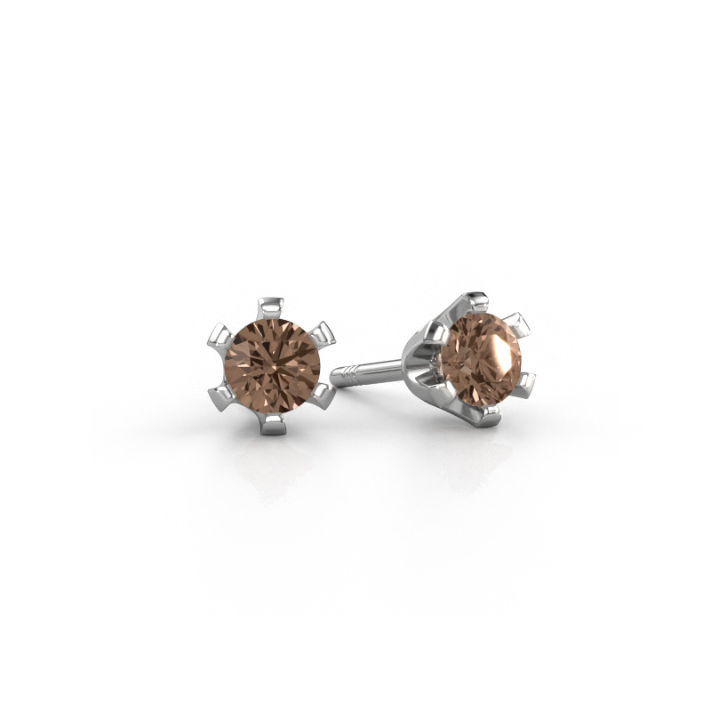 Image de Clous d'oreilles Shana 585 or blanc Diamant brun 0.50 crt