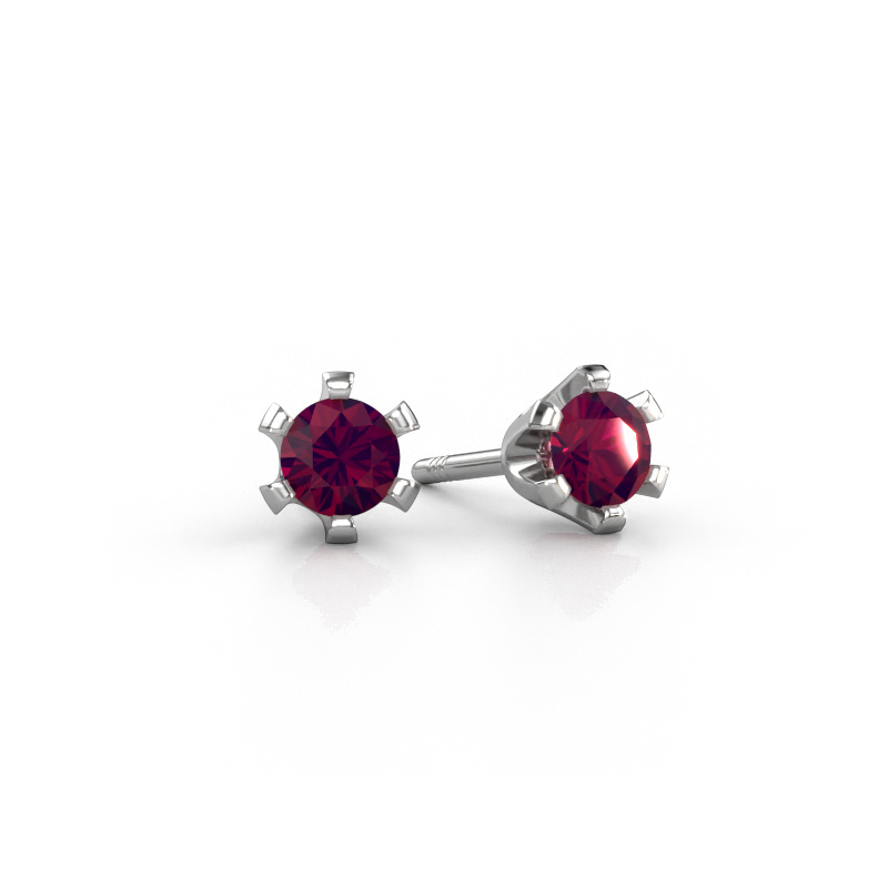 Image of Stud earrings Shana 950 platinum Rhodolite 4 mm