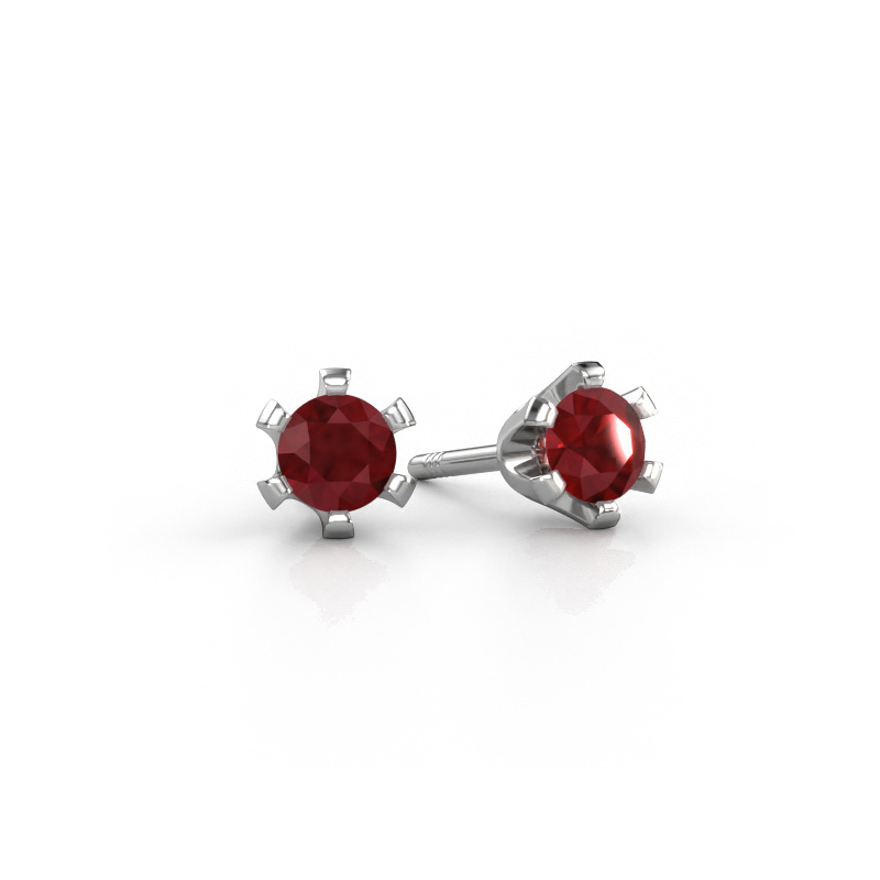 Image of Stud earrings Shana 585 white gold Ruby 4 mm