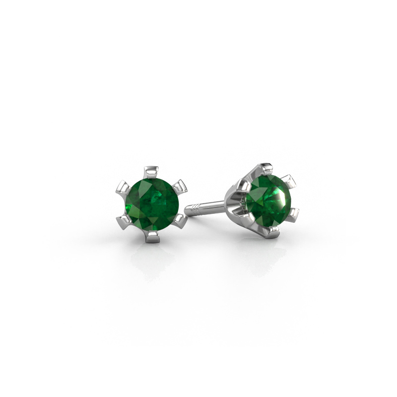 Image of Stud earrings Shana 950 platinum Emerald 4 mm
