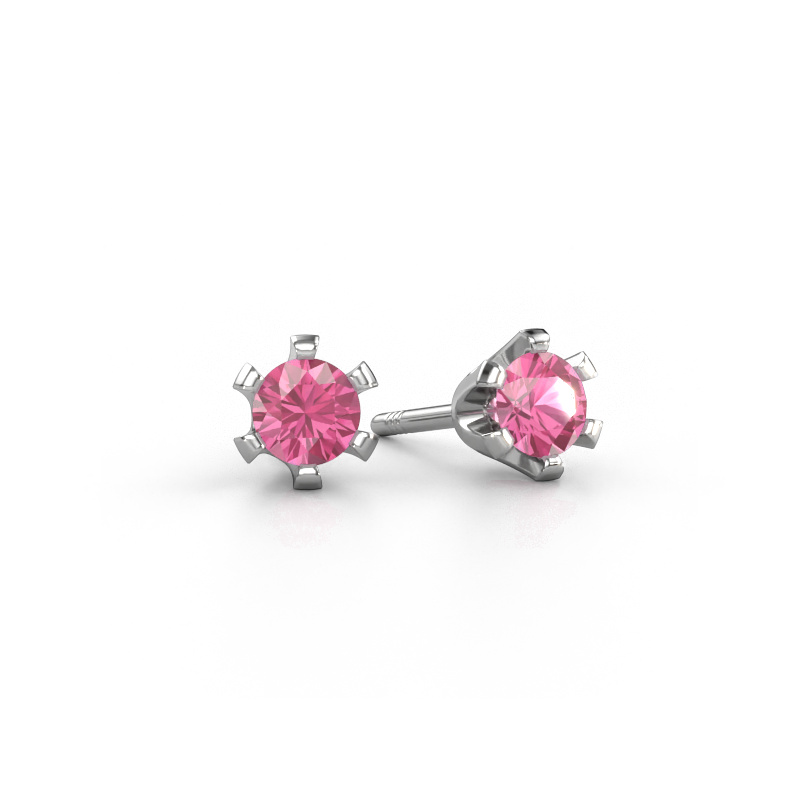 Image of Stud earrings Shana 950 platinum Pink sapphire 4 mm