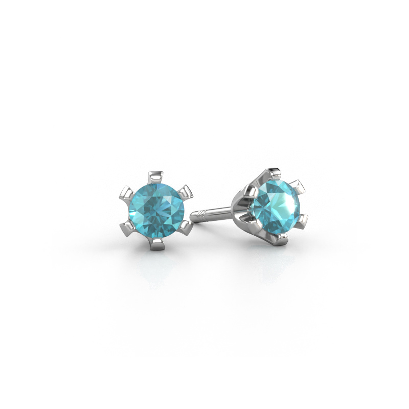 Image of Stud earrings Shana 950 platinum Blue topaz 4 mm