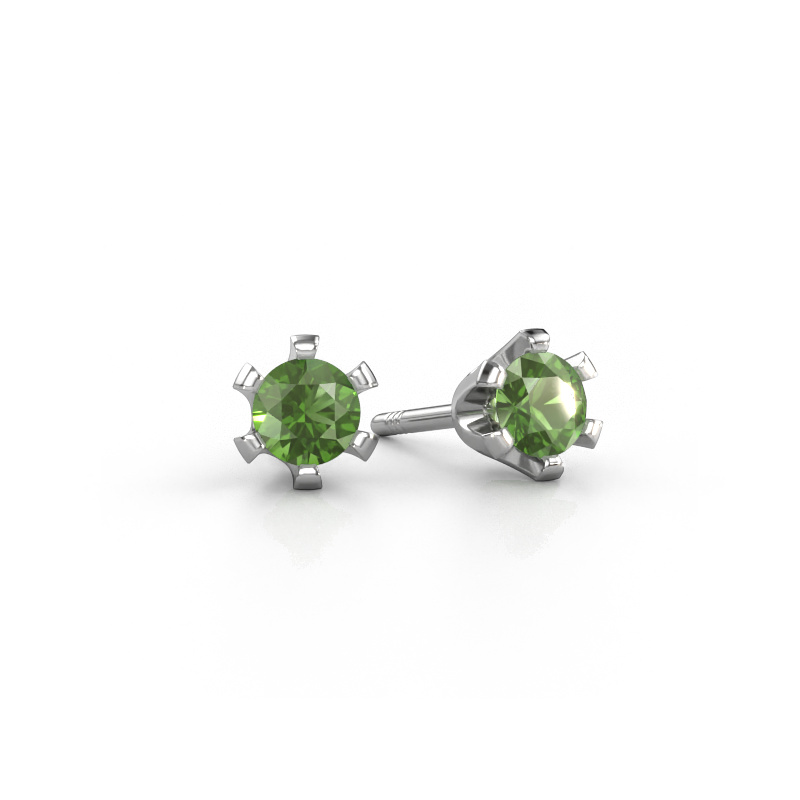 Image of Stud earrings Shana 950 platinum Tourmaline green 4 mm