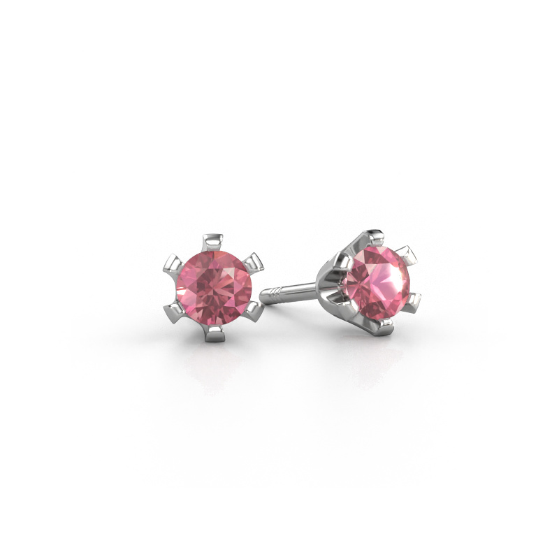 Image of Stud earrings Shana 950 platinum Tourmaline pink 4 mm