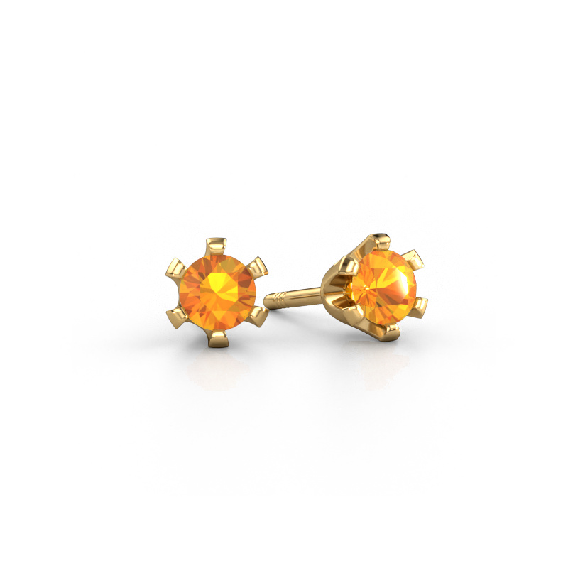 Image of Stud earrings Shana 585 gold Citrin 4 mm