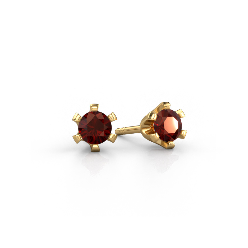Image of Stud earrings Shana 585 gold Garnet 4 mm