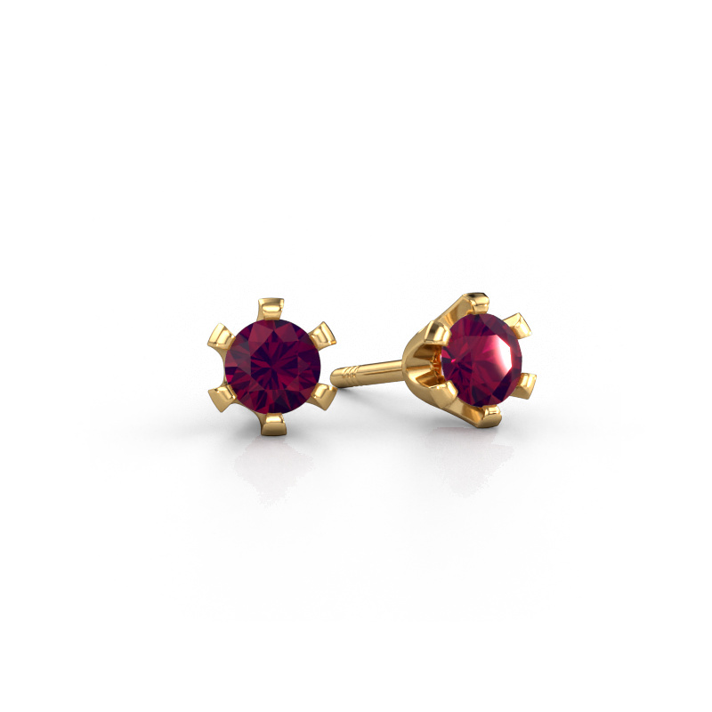 Image de Clous d'oreilles Shana 585 or jaune Rhodolite 4 mm
