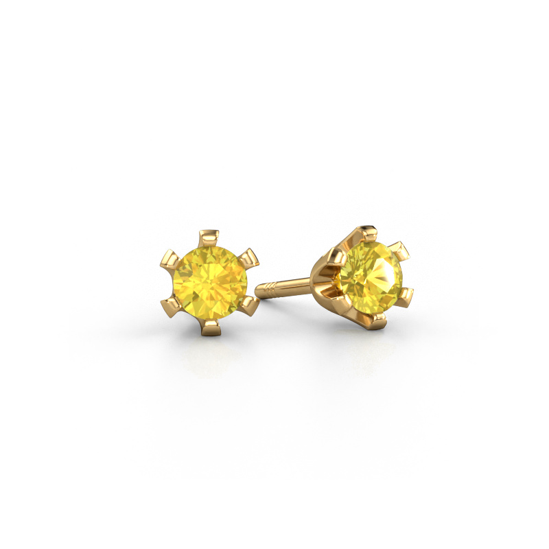Image of Stud earrings Shana 585 gold Yellow sapphire 4 mm