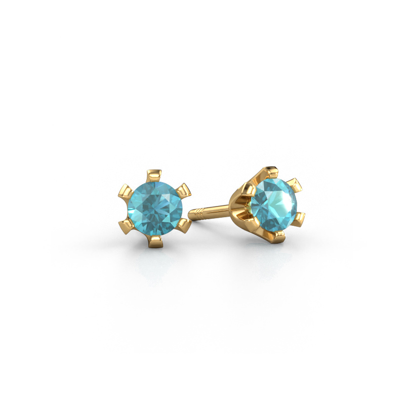 Image of Stud earrings Shana 585 gold Blue topaz 4 mm