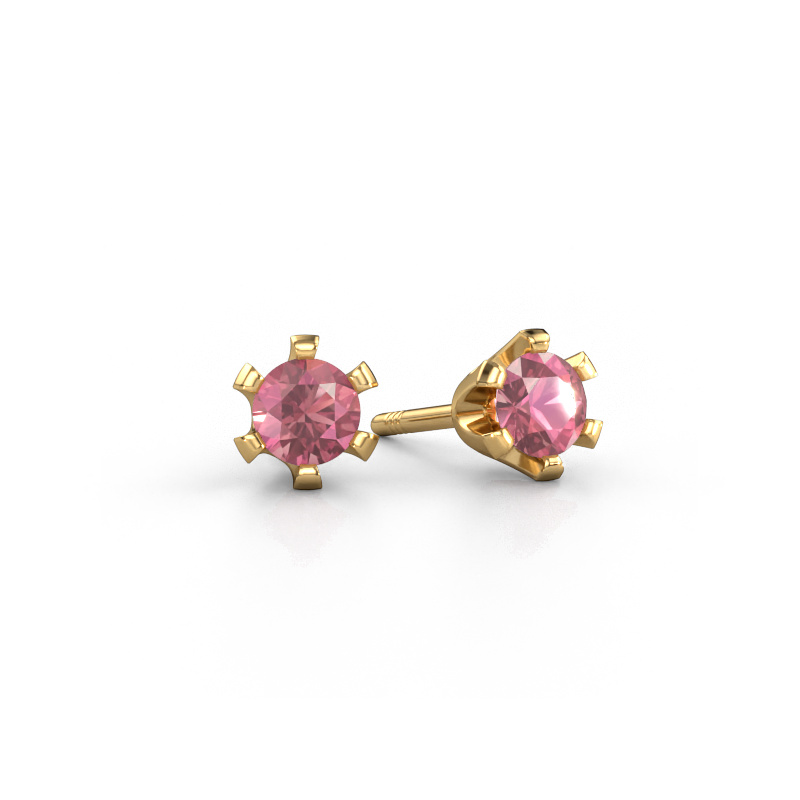 Image of Stud earrings Shana 585 gold Tourmaline pink 4 mm