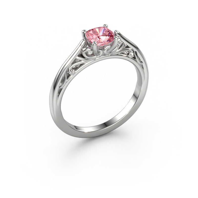 Image of Engagement ring Shannon cus 585 white gold Pink lab grown diamond 5 mm