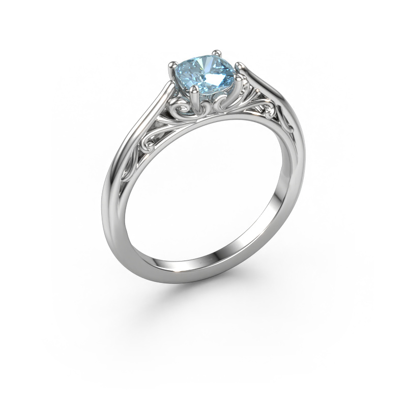 Image of Engagement ring Shannon cus 950 platinum Blue lab grown diamond 5 mm