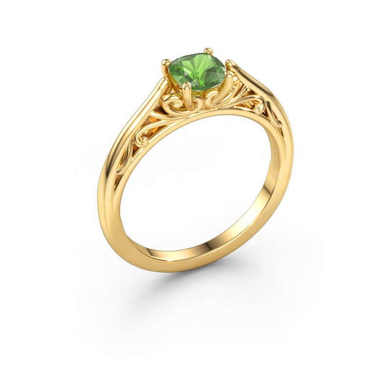 Image of Engagement ring Shannon cus 585 gold Tourmaline green 5 mm