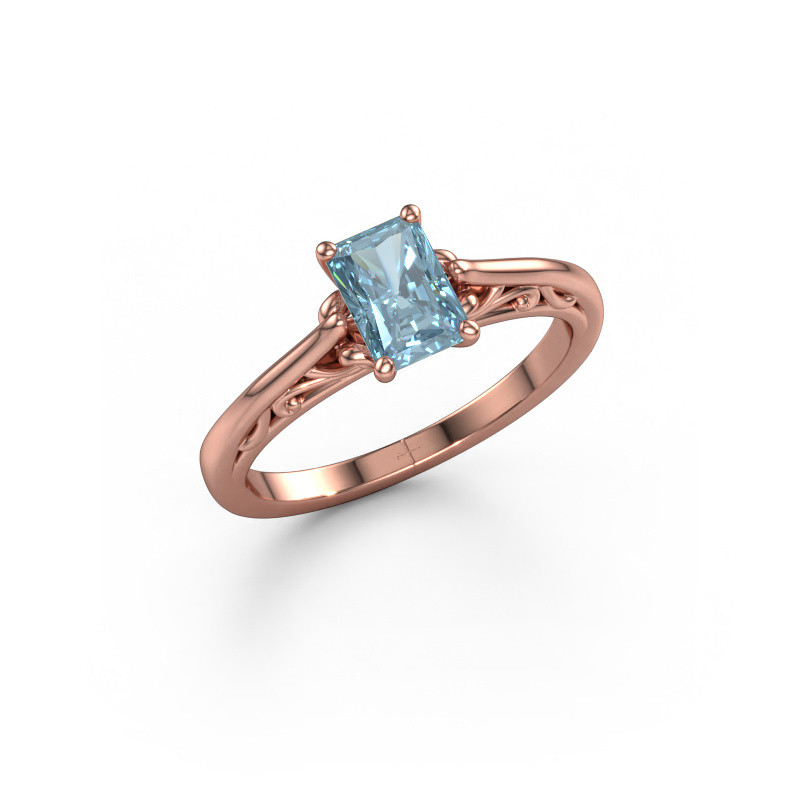 Bild von Verlobungsring Shannon rad 585 Roségold Blauer Labordiamant 6.5x4.5 mm