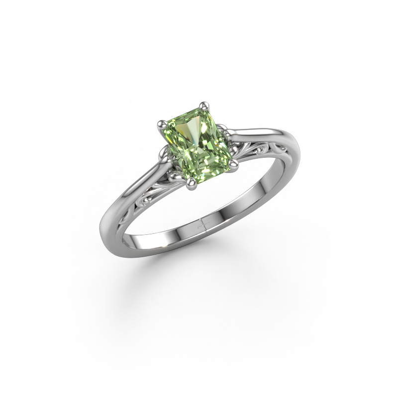 Bild von Verlobungsring Shannon rad 950 Platin Grüner Labor-Diamant 6.5x4.5 mm