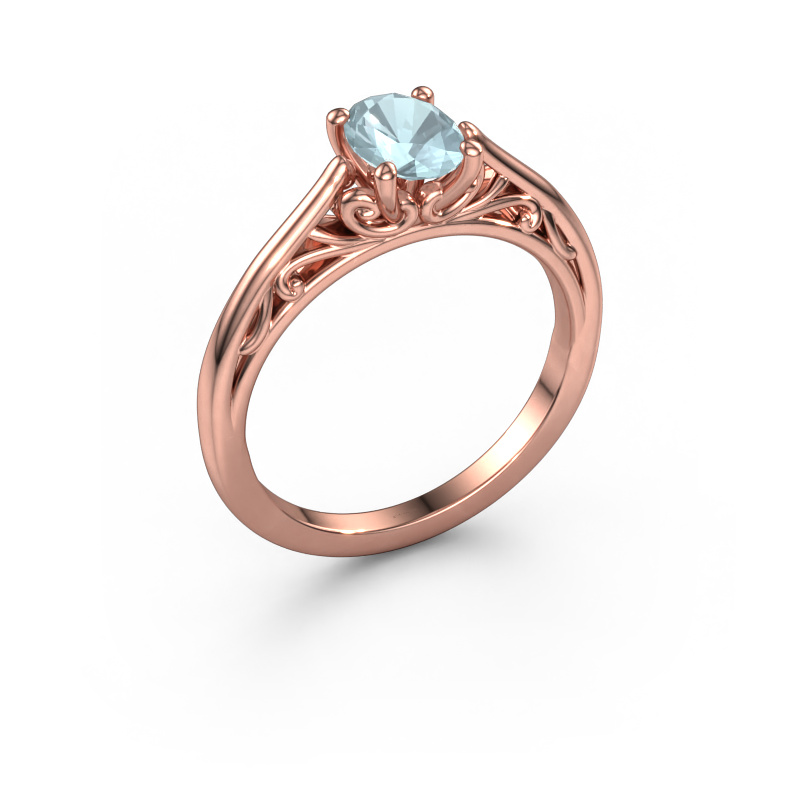 Bild von Verlobungsring Shannon ovl 585 Roségold Aquamarin 7x5 mm