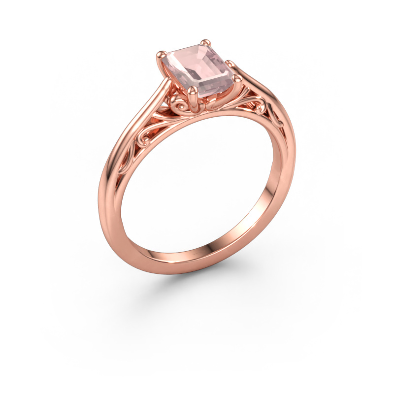 Immagine di Anello di fidanzamento Shannon eme 585 oro rosa Morganite champagne 7x5 mm