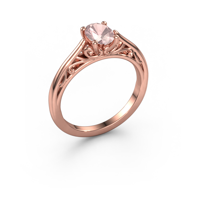 Image de Bague de fiançailles Shannon ovl 585 or rose Champagne morganite 7x5 mm