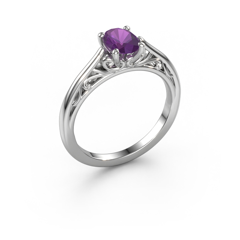Bild von Verlobungsring Shannon ovl 950 Platin Amethyst 7x5 mm