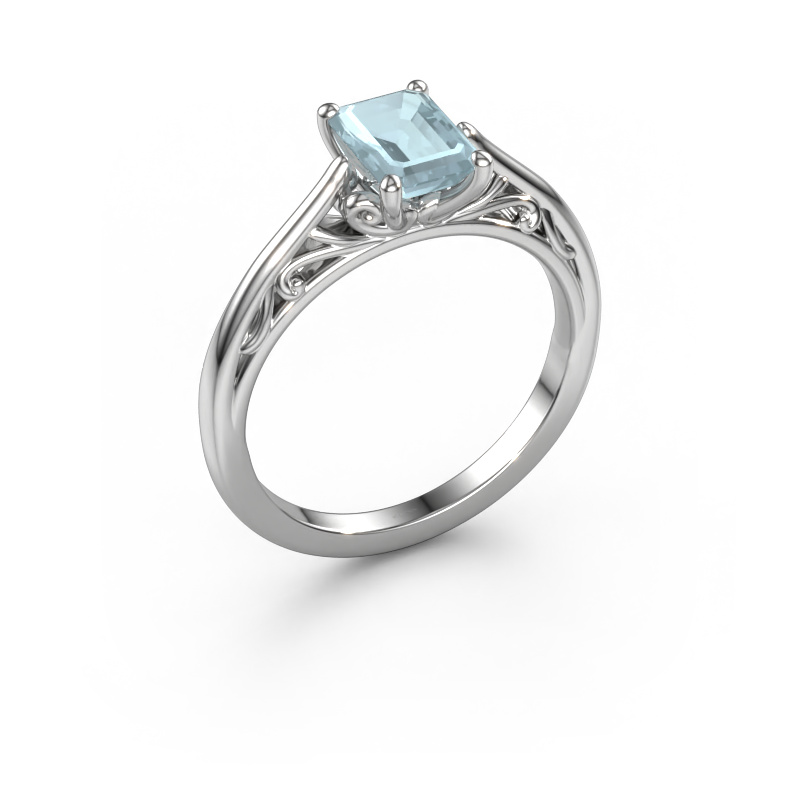 Image of Engagement ring Shannon eme 585 white gold Aquamarine 7x5 mm