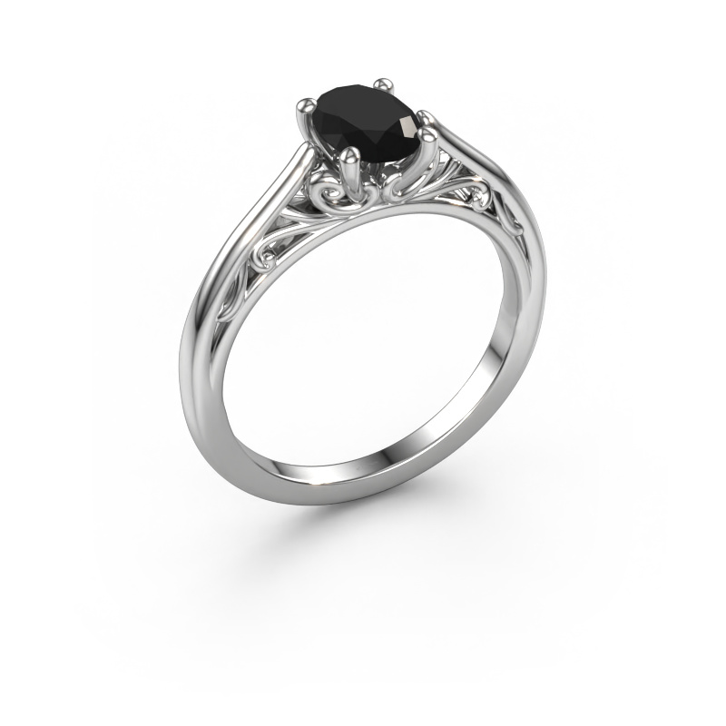 Image of Engagement ring Shannon ovl 585 white gold Black diamond 1.05 crt