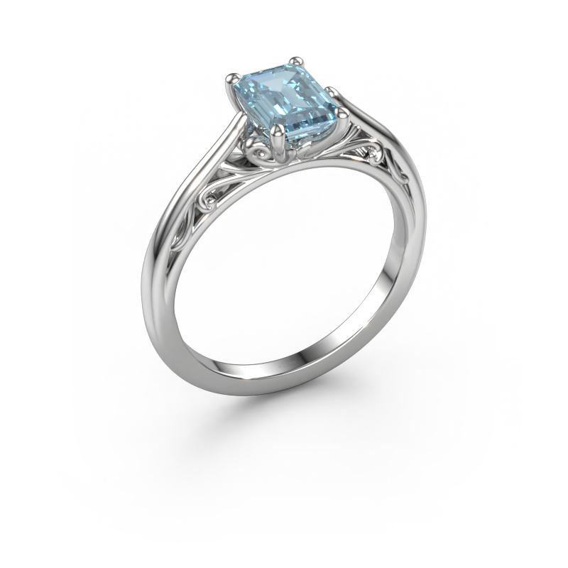 Bild von Verlobungsring Shannon eme 950 Platin Blauer Labordiamant 7x5 mm
