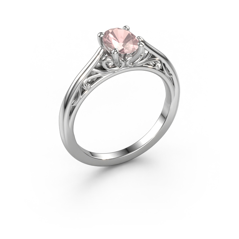 Image of Engagement ring Shannon ovl 585 white gold Morganite champagne 7x5 mm