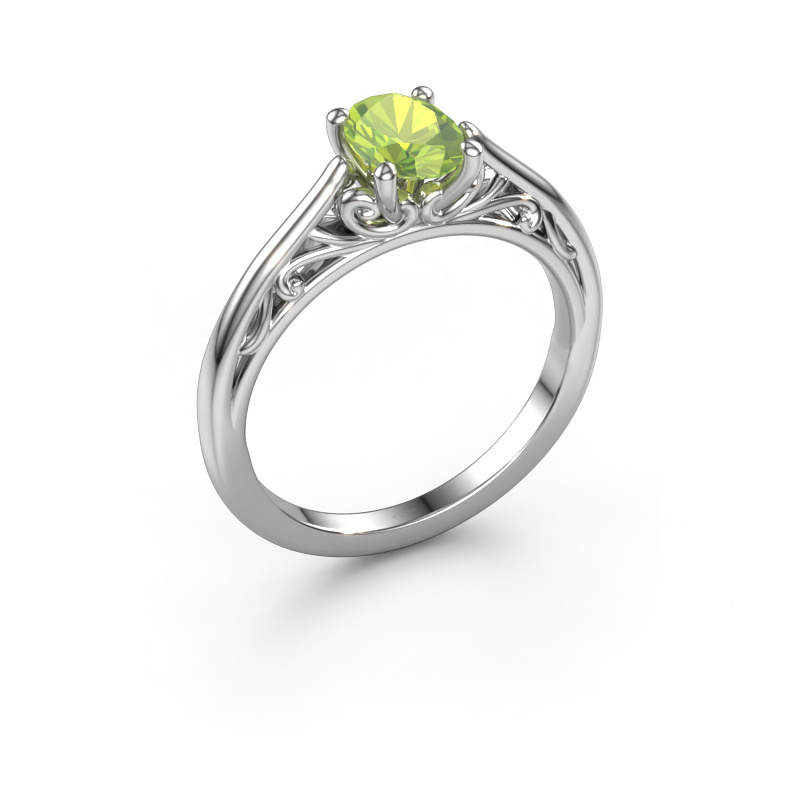 Bild von Verlobungsring Shannon ovl 585 Weißgold Peridot 7x5 mm