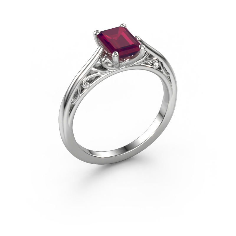 Image of Engagement ring Shannon eme 950 platinum Rhodolite 7x5 mm