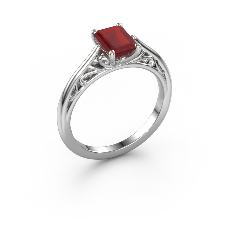 Image of Engagement ring Shannon eme 950 platinum Ruby 7x5 mm