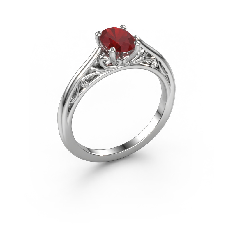 Image of Engagement ring Shannon ovl 950 platinum Ruby 7x5 mm