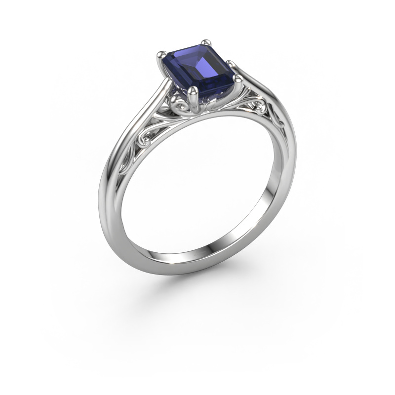Image of Engagement ring Shannon eme 950 platinum Sapphire 7x5 mm
