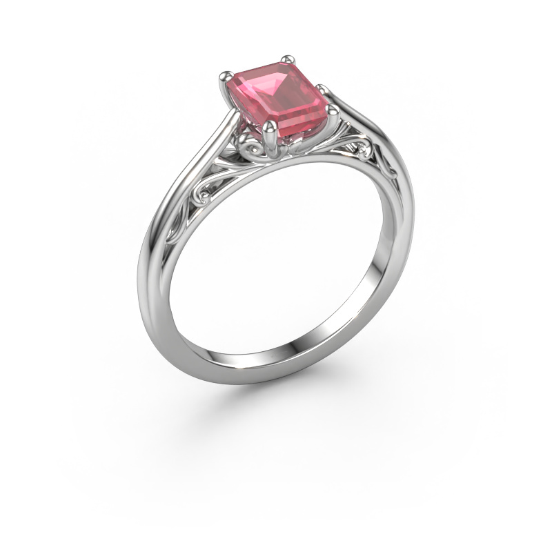 Image of Engagement ring Shannon eme 950 platinum Tourmaline pink 7x5 mm