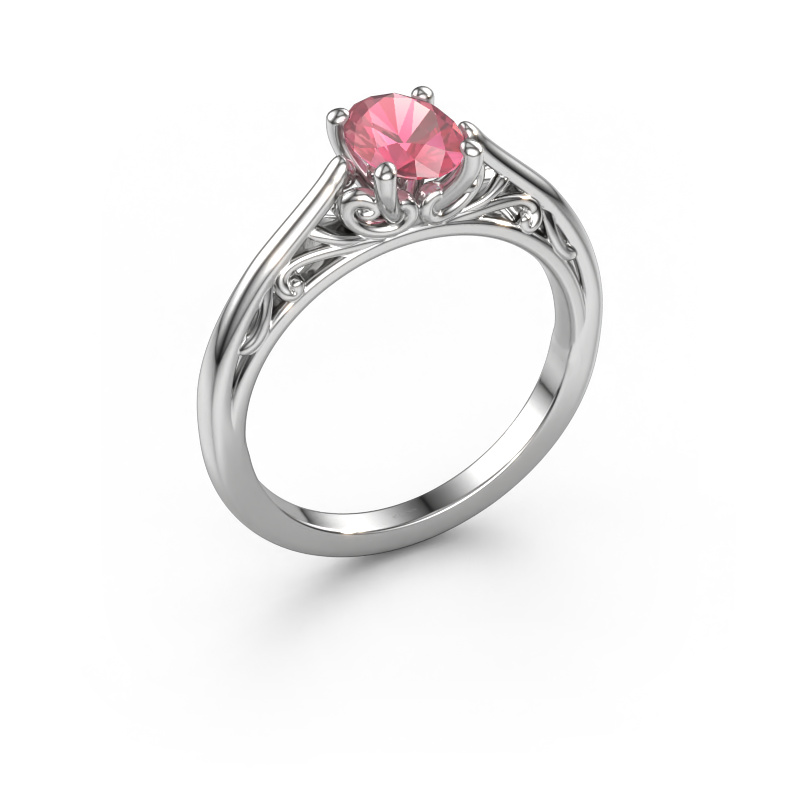 Image of Engagement ring Shannon ovl 950 platinum Tourmaline pink 7x5 mm