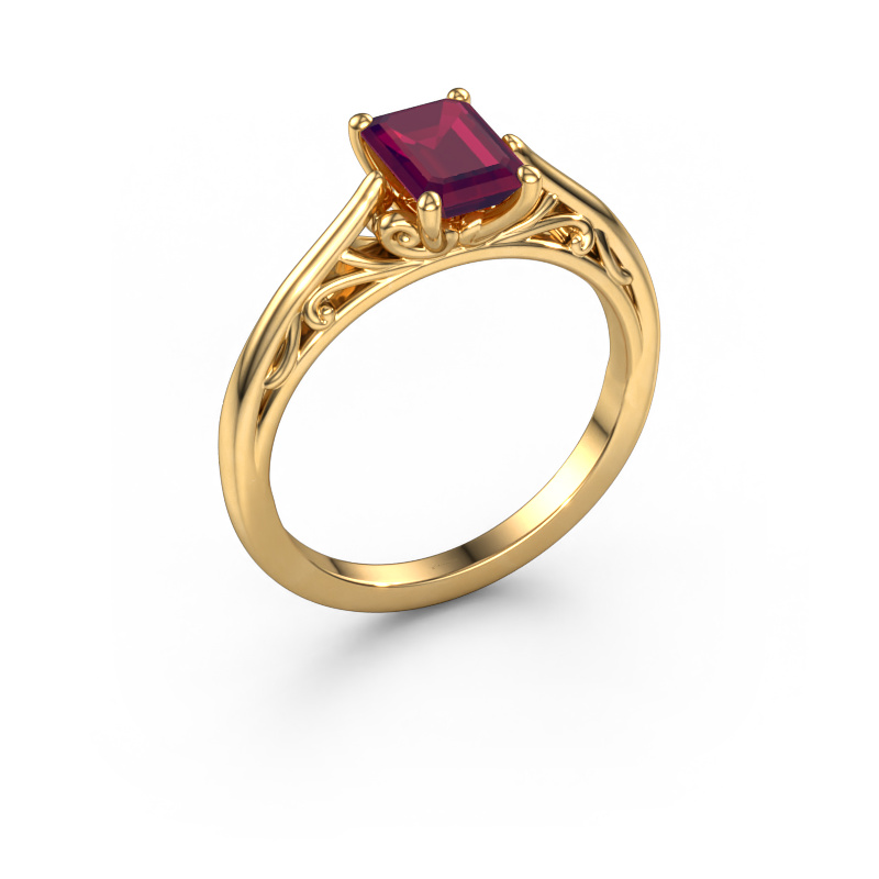 Image of Engagement ring Shannon eme 585 gold Rhodolite 7x5 mm